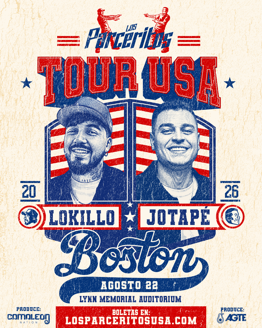 Afiche del show en Boston — Lynn Memorial Auditorium, 22 AGO 2026